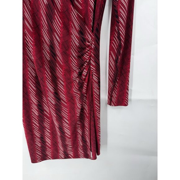 Norma Kamali Mini Dress Women Large Red Faux Wrap Mature Abstract Art To Wear - Picture 6 of 8